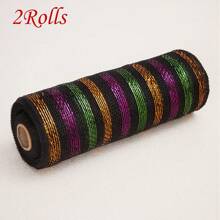 1/2 Rolls Deco Mesh Ribbon - 10inch X 30 Feet Each Roll Metallic Foil Mesh Ribbon For Wedding, Birthday,Halloween, Thanksgiving, Christmas, New Year DIY Gift Decorationand Home Decorating