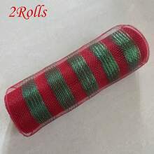 1/2 Rolls Deco Mesh Ribbon - 10inch X 30 Feet Each Roll Metallic Foil Mesh Ribbon For Wedding, Birthday,Halloween, Thanksgiving, Christmas, New Year DIY Gift Decorationand Home Decorating