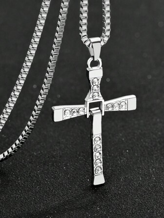 1pc Men's Casual Versatile Cross Necklace