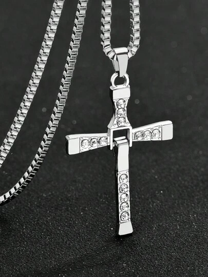 1pc Men's Casual Versatile Cross Necklace