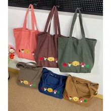 Women Shoulder Bags - 水洗牛仔刺繡小狗包-粉紅色 - 查看 4