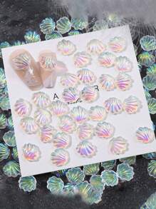 5/10/20/20/30/50/100PCS 3d Shells Shaped Nail Art Jewelry, Silver Color Nail Charm Rhinestones,Diy Nail Decoration Supplies Nail Charms Nail Gems Flat Bottom Shiny Nail Stickers Marine Animal Rhinestone Decorations Suitable For Women's Casual Nail Salon European Style Japanese And Korean Style Universal Nail Decorations For All Seasons