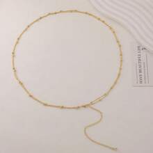 1 Piece Women's Belly Button Chain Waterproof Body Chain Women's Adjustable Waist Bead Chain Belt Layered Sexy Bikini Bra Beach Body Jewelry Suitable For Girlfriends Small Gifts - 金色 - 查看 8