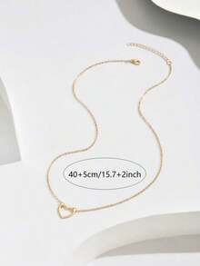 1pc Minimalist Elegant Heart Shaped Pendant Necklace, Suitable For Women, A Fashionable Small Gift For Friends - Vàng - Xem 2