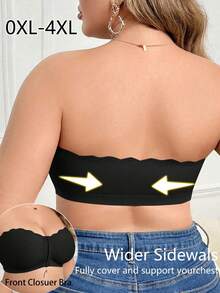 加大码纯色前扣简约休闲无钢圈文胸，提升型