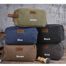 1pc Customized Canvas Men's Toiletry Bag, Personalized Travel Bag, Customized Men's Grooming Bag (With Name), Groomsman Gift, Men's Toiletry Bag, Toiletry Bag, Valentine's Day Gift, Christmas Gift, Personalized Gift, Men's Toiletry Bag, Men's Travel Shaving Bag, Hanging Toiletry Organizer Bag, Back To School Toiletry Bag, Back To School Essential, Back To School Season Gift - Multicolor - View 11