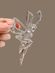 爪夹 2 件仿珍珠和水钻装饰发夹，金属爪形发夹，优雅夏季发饰秋季配饰