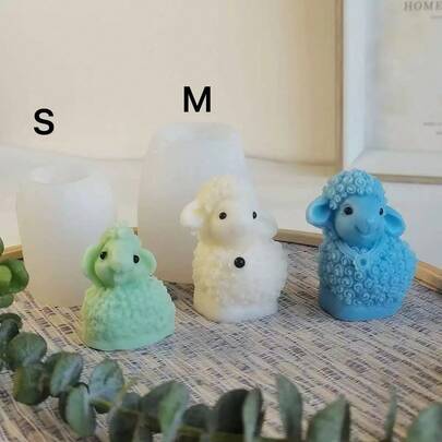 3D绵羊硅胶蜡烛模具，可爱创意羊蜡、香、石膏装饰模具