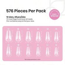 Beetles Medium Almond Nail Tips Etch X Nail Tips 12 Sizes 576PCS Half Matte Full Cover Nail Tips Gelly Tips False Nails Clear Acrylic Nails Glue On Nails DIY Nail Extension Gift For Women -It Is Important For Beauties - MediumAlmond576pcs - View 3