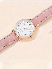 2pcs/1set Fashionable Simplistic Numeric Quartz Leather Strap Watch & Heart-Shaped Bracelet Set, Perfect Romantic Symbol, Best Gift For Her