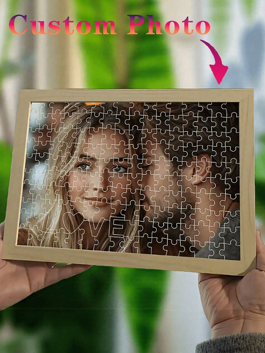 Customized Photo Puzzle Frame, DIY Wooden Frame Puzzle, Personalized Gift, Upload Your Own Photos To Create Portraits, Home Decor And Memorabilia, Commemorative Gift For Friends, Anniversary Gift - Multicolor - View 1
