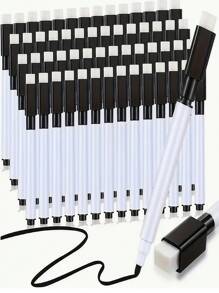 12 piezas Bolígrafos magnéticos de pizarra blanca para refrigerador, marcadores borrables de pizarra blanca para calendario/agenda del refrigerador, marcadores de borrado en seco de alta calidad con borrador, tinta negra, Body negro/blanco, bolígrafos de pizarra blanca, marcadores de borrado en seco negros con borrador incorporado y tinta de colores, creativos, a base de agua, bolígrafos borrables de alta calidad