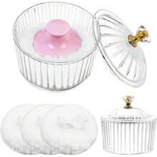 Bộ 5 hộp phấn phủ kèm bông phấn, hộp phấn phủ acrylic 3.4 inch với bông phấn lớn mềm mại, hộp phấn phủ dạng bột có thể tái sử dụng, dùng trang điểm mặt và toàn thân cho nữ, giá rẻ, quà tặng Ngày Valentine, đồ dùng giá rẻ, du lịch, đồ dùng cần thiết khi đi du lịch, trang trí phòng, quà tặng Valentine, đồ rẻ tiền, phòng ngủ, đồ 1 đô la, đồ dùng cần thiết cho kỳ nghỉ, quà tặng cho phụ nữ, phòng ngủ, Valentine, 99 xu - Trắng-1 - Xem 1