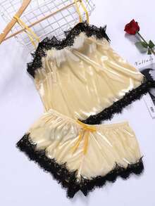 Customizable Sexy Lace Trim Sleepwear Set - Sheer Lingerie With Adjustable Straps, Elegant Couple Loungewear, Romantic Nightwear And Bathrobes For Spa, Hotel, Gym, Home Use