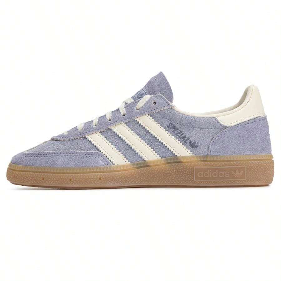 Adidas Originals 女款休閒鞋 HANDBALL SPEZIAL W 輕便板鞋日常輕鬆舒適運動鞋JR0849 - 銀灰紫羅蘭/乳白色/樹脂黃 - 查看 1