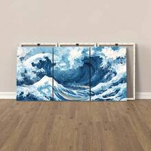 Decorative Frame Blue Waves MDF Mosaic Living Room Bedroom Office HD Print - 白色 - 查看 5