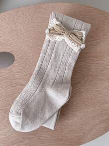 1pc Cute Bow Mesh Tights For Baby Girls & Toddler Girls, Casual Soft Breathable Comfortable