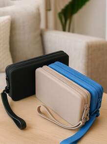 1 bucată geantă de depozitare digitală din silicon de culoare solidă, geantă cosmetică de călătorie de mare capacitate, plic pentru ruj, portofel pentru monede, geantă în geantă, telefon mobil, cablu de date, căști, geantă de depozitare pentru baterie externă, geantă multifuncțională pentru depozitarea obiectelor mici, stocare digitală, ușoară și portabilă/simplu și frumos/depozitare convenabilă/ușor de curățat. Carcasă pentru încărcător, organizator de cablu, baterie externă, încărcător de telefon.