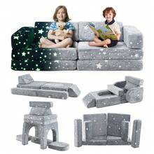 10 Pcs Modular Kids Play Couch Sectional Sofa Glow In The Dark Floor Cushion - Grey - View 2