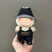 [Clothes Only] 1st/2nd/3rd Generation 17cm Labobo Doll Outfit - Casual Cool Logo Overalls, Bucket Hat Set For Labubu - Multicolor - View 3