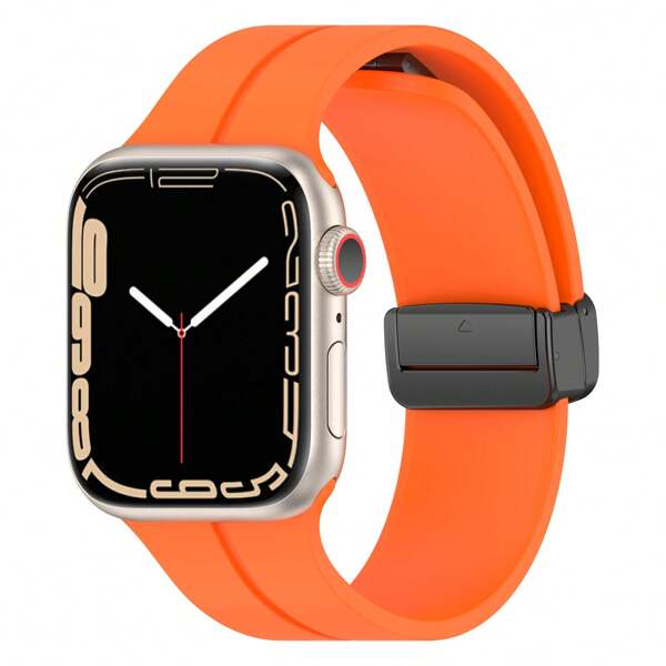 1 pièce Bracelet de montre en silicone à boucle magnétique compatible avec Apple Watch 40 mm Ultra2 49 mm 44 mm 45 mm 46 mm 41 mm 42 mm 38 mm, ultra-fin, accessoire de bracelet compatible avec Série SE 10 9 8 7 6 5 4 3 2 1, cadeau pour la Saint-Valentin