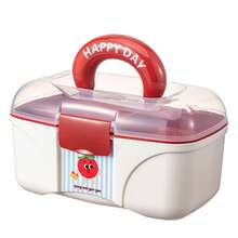 Hair Accessories Storage Box Cute Kids Portable Plastic Organizer With Handle Divided Compartments For Clips Headbands Storage - 粉色 - 查看 6