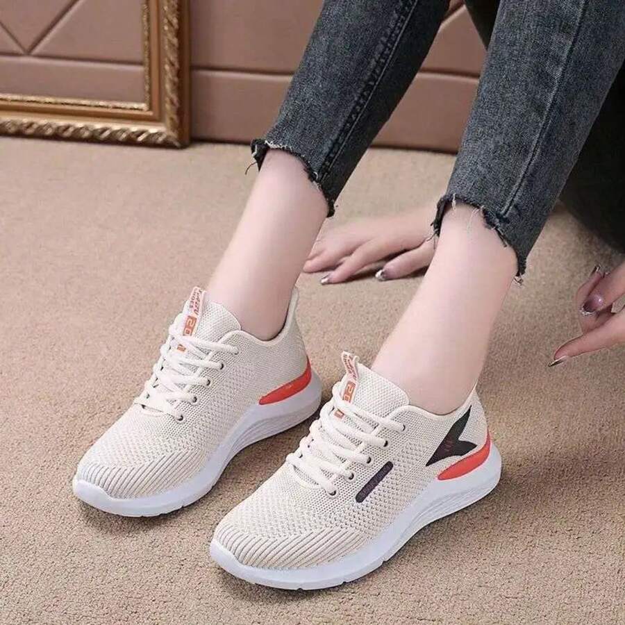 2025 HOT NEW Women's Air Mesh Sneakers 2025 Spring Summer New Soft Sole Lightweight Casual Running Shoes Flat ≤1cm Fashion - Black - View 1
