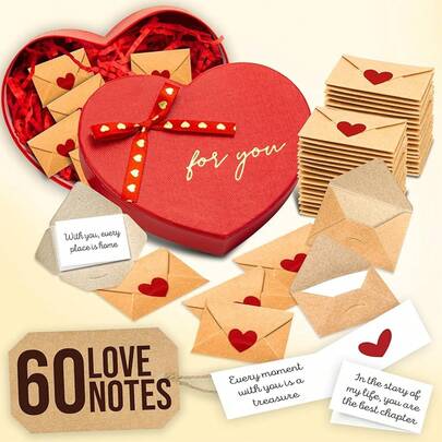 60 Love Notes Him Her - Anniversary Card Long Distance Relationship Gifts Boyfriend Girlfriend, Cute Couple Gifts Valentines, Birthday, Envelope Lunch Notes Husband Wife2025
