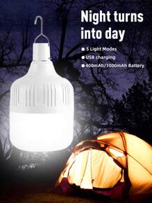 Lámpara de luz LED recargable por USB para camping al aire libre, luz de emergencia multifuncional impermeable para senderismo y deportes, lámpara de carpa de camping con gancho