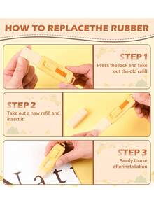 1 pieza Borrador extraíble de color macaron vibrante - Diseño de dibujos animados creativos, forma rectangular duradera, con mecanismo de deslizamiento suave, perfecto para usar en escuelas y artículos de oficina.