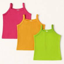 KIT 3 Regata de Alça Caneladas Cores e Estampas Sortidas Infantil Menina 2 a 12 Anos DIA DAS CRIANÇAS - Multicolorido - Visão 1