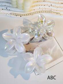 4 pièces/1 pièce Épingle à cheveux en forme de fleur holographique Y2K Style Sirène, grande taille 8 cm/3,15 po, rose, blanc, bleu, jaune, accessoires de mode en plastique léger, élégants, chics, minimalistes, de couleur unie, convient pour une utilisation quotidienne, casual, fête, déplacement, coiffure exclusive, queue de cheval, chignon, lavage du visage, maquillage, assortiment de tenues