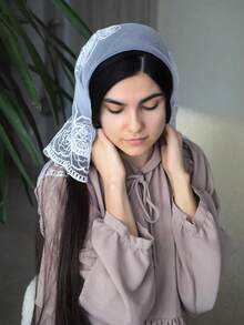 1 件时尚浪漫女士高品质花卉刺绣 80 厘米方形围巾/披肩，适合婚纱、派对、餐饮、四季秋装