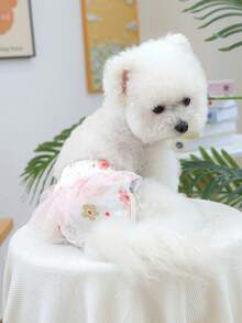 1pc Pet Clothes, Dog/Cat Apparel, Happy Puppy Casual Fashionable Cute Comfortable Sakura Diaper Pants For Small Dogs/Puppies - Multicolor - View 4