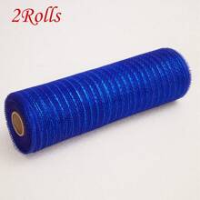 1/2 Rolls Deco Mesh Ribbon - 10inch X 30 Feet Each Roll Metallic Foil Mesh Ribbon For Wedding, Birthday,Halloween, Thanksgiving, Christmas, New Year DIY Gift Decorationand Home Decorating