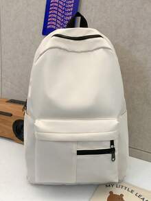 Large Capacity Solid Color Men's Backpack, Fashion Minimalist Travel Bag, Suitable For Casual, Japanese, College, Commuting And Other Occasions, Can Also Be Used As A School Bag Or College Bag - Multicolor - View 5