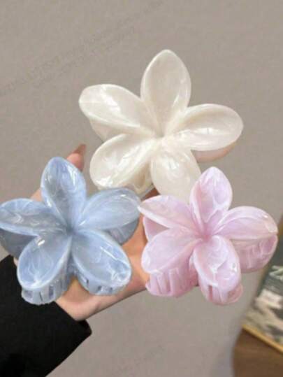 3/2/1 件大号亚克力渐变花朵发夹，设计简洁优雅，适合盘发、休闲或旅行佩戴，花朵发夹发饰花朵发夹秋季配饰秋冬度假装女士