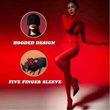 Cos Women's Bodystockings With Five-Finger Sleeves, Sexy Lingerie With Shiny Nylon Tights, Pantyhose, Dresses, Performance Costumes, Role-Playing Costumes - 紅色 - 查看 4