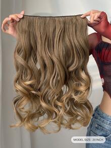 Clip-In Haarverlängerungen Farbverlauf Braun Gold Farbe 20 Zoll lang Natürliche Wellen Lockige Synthetische Haarteil - Ombre-Braun - Übersicht 3