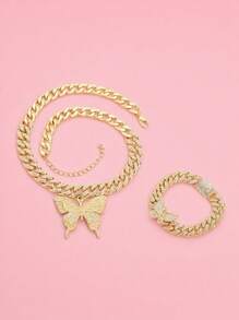 Butterfly Silver Necklace, Bracelet Or3 Pieces Y2K Jewelry Set With Earrings For Women – Elegant Charm Christmas Earrings Thanksgiving Christmas Jewelry For Women Christmas Decorations