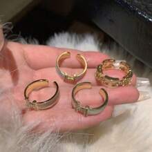 1pc Minimalist Luxury French Design Full Diamond Letter H Ring, Fashionable & Versatile