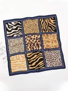 1 pezzo Nuovo foulard da donna in seta da 70cm con stampa leopardata, fascia per capelli, accessorio multifunzionale alla moda adatto per uso quotidiano