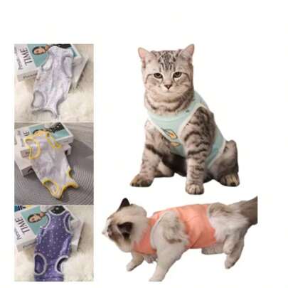 Roupas de recuperação para gatinhos, colete para filhotes, roupas anti-lambeduras para gatos, macacão respirável para cuidados com animais de estimação, suprimentos para cães