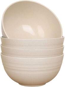 Product Quantity Guarantee LuckyZone Unbreakable Cereal Bowls - 24 Oz Reusable Wheat Straw Bowl Set Of 4 - Dishwasher & Microwave  - Cereal, Soup And Rice - BPA, Healthy & (4 Colors) WG2Y - 米色(4 件組) - 查看 9