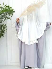1 Stück Rüschen Hijab Khimar und Abaya Jilbab Kleid, Premium Jilbab Muslimisches Gebet Kopftuch für Frauen, Islamische Kleidung Khimar klassisch vielseitig für jede Abaya Robe oder Muslimische Robe Schleier Hijab, Strand, Urlaub - Verschiedenfarbig - Übersicht 8