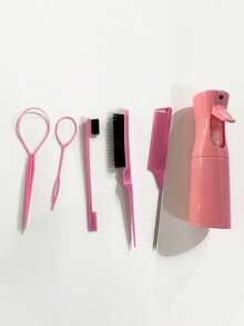 6 piezas Set de herramientas para peinado de niñas, que incluye kit de peine y botella rociadora - Adecuado para todo tipo de cabello y peinado diario, Set portátil de peinado familiar - Multicolor - Ver 8