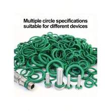 [高品质O型圈垫片] 高品质225件/270件橡胶O型圈垫片|18号汽车空调系统密封圈套件带通用垫片组合，黑色和绿色 - 彩色 - 查看 9