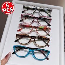5PCS Women's Cat Eye Floral Reading Glasses - Comfortable Spring Hinge Eyewear Set - Nhiều màu - Xem 13
