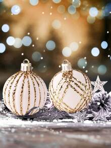 9 buc catifea ornamente de brad de Crăciun, decorațiuni cu bile de Crăciun, globuri de Crăciun, ornamente agățate de Crăciun pentru brad de Crăciun, coroană de sărbători, ghirlandă, decorațiuni pentru șemineu (alb) - alb - Vizualizare 7