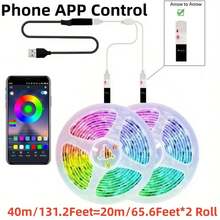 Juego de luces de tira LED de 5V Control de aplicación inalámbrica 5050 RGB Luces coloridas USB para ambiente de TV, para sala de estar, dormitorio, luces LED que parpadean para decoración de Halloween/Navidad/Luces de Navidad